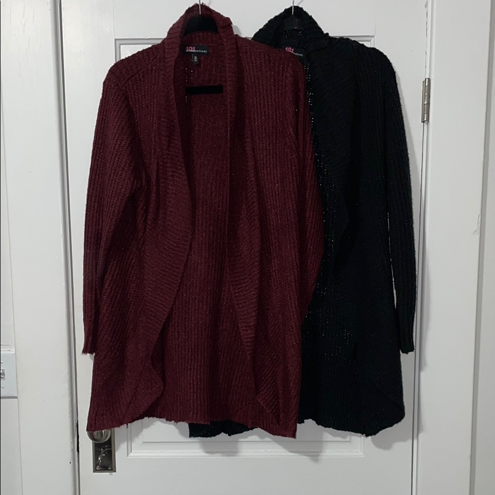 101 Ocean Parkway Cozy Women's Sweaters in Burgundy and Black